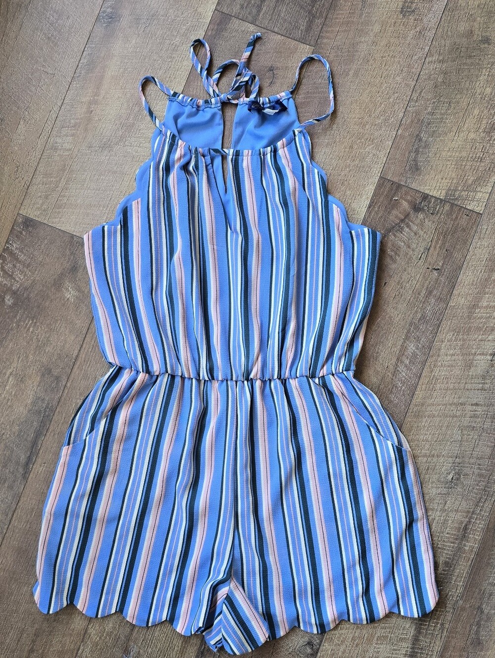 Blue Rain Striped Romper Size Large
